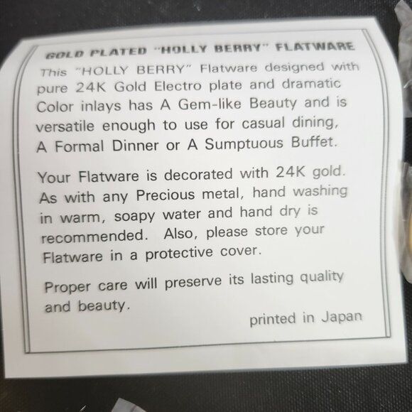 Vintage Hollyberry Gold Plated 20 Piece Service For 4 NIB - Picture 7 of 9